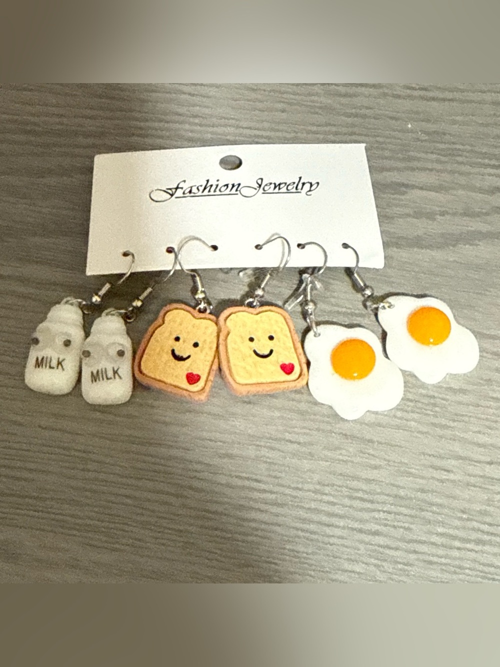 Fashion Jewelry Kids Toast & Egg Dangle Earrings - Yellow, White, Cream